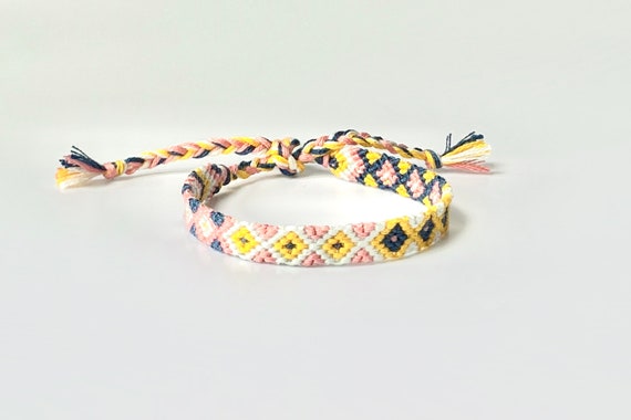 WOVEN FRIENDSHIP BRACELET THIN W/STUD - SUN YELLOW WOVEN FRIENDSHIP BRACELET THIN W/STUD - SUN YELLOW