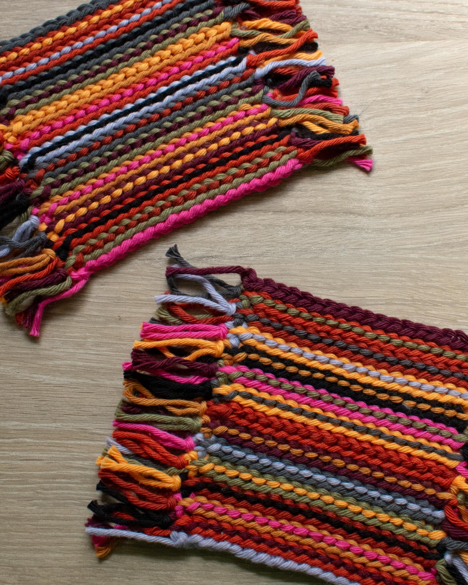 Crochet Rag Rug Coaster Set | Handmade Fringe Cotton Coasters | Cute ...