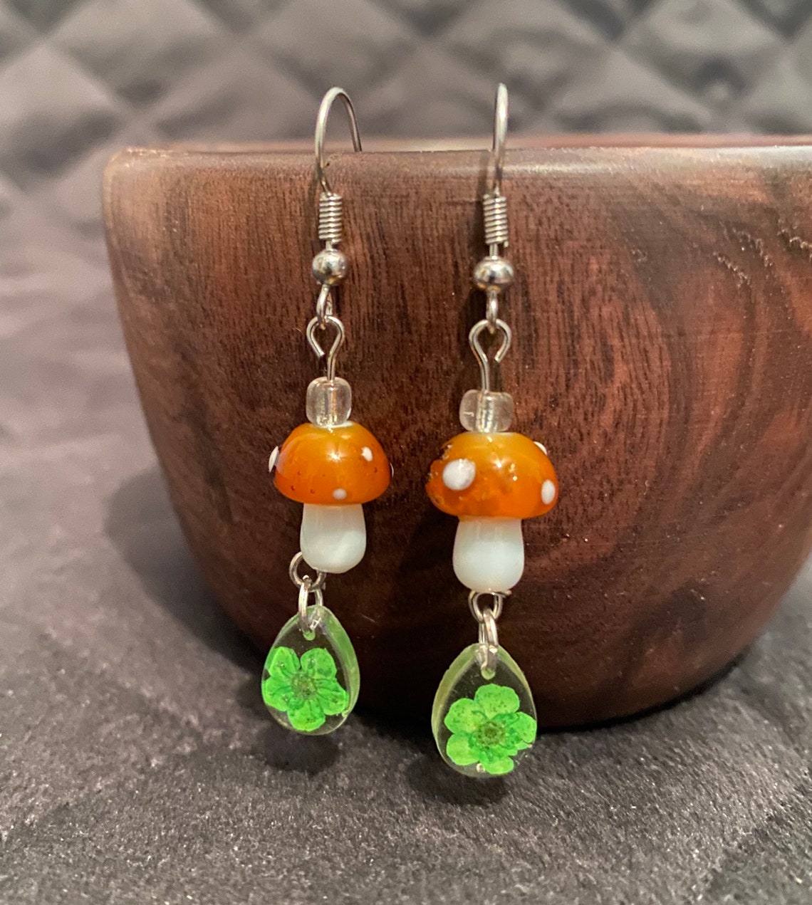 Mushroom earrings Etsy