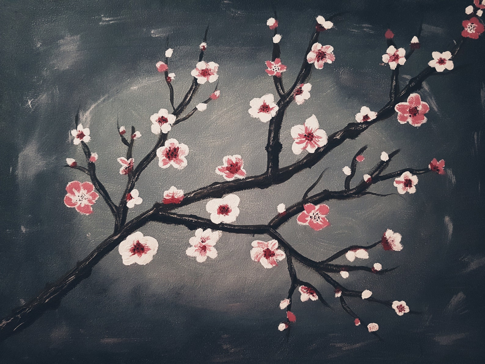 A Cherry Blossom Branchoriginal Acrylic on Canvas Painting Etsy Singapore