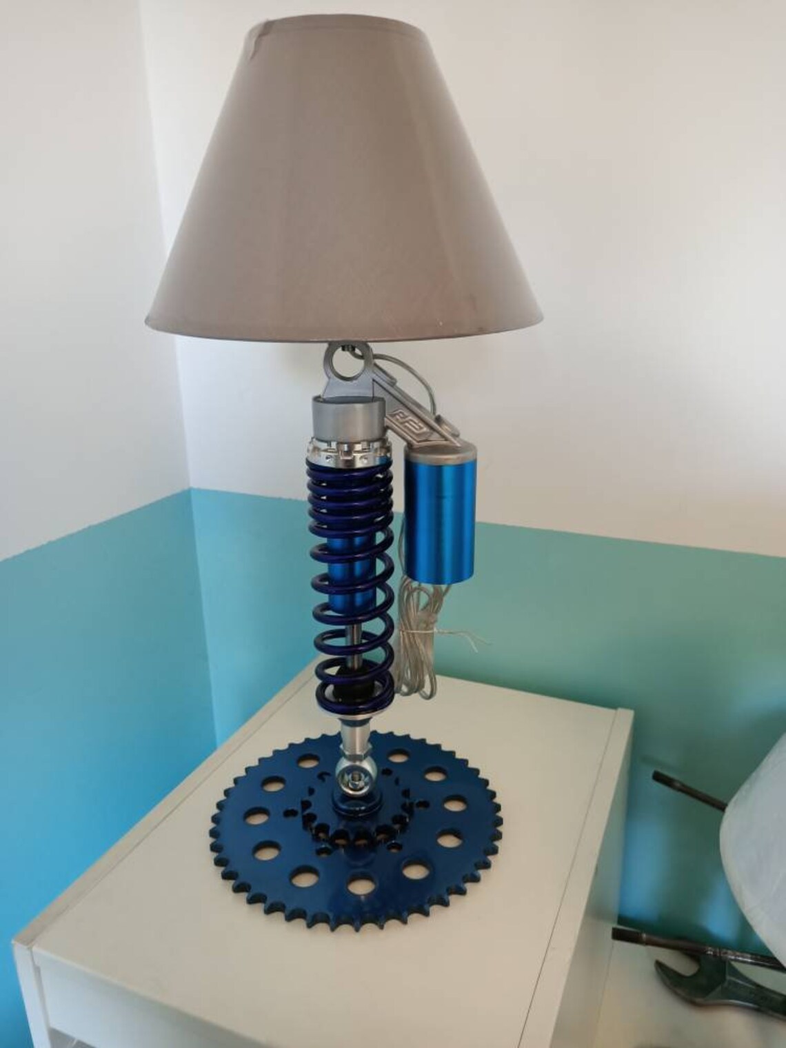 Blaue und graue Stoßdämpferlampe | Etsy