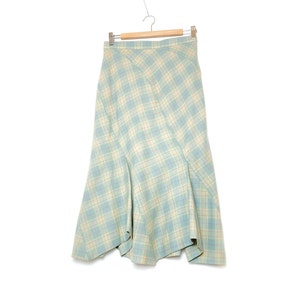 00s VIVIENNE WESTWOOD red label tartan skirt, asymmetrical midi pastel plaid skirt, size 44 it, high-waisted maxi skirt pleated at bottom