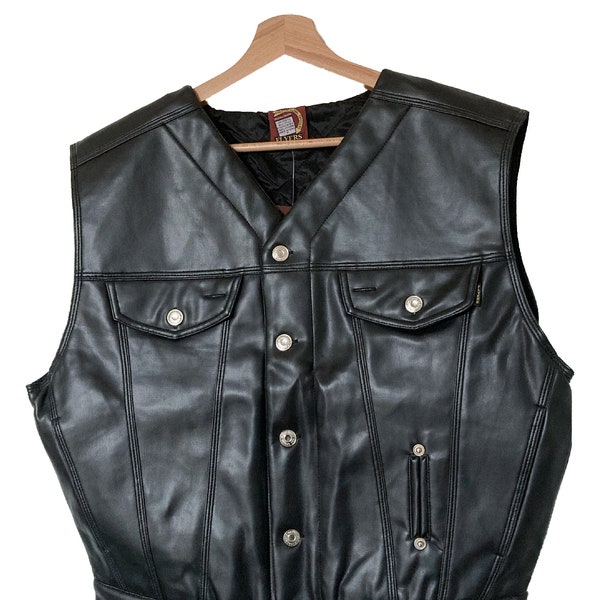 Gilet BIKER BLACK en faux CUIR, manteau en cuir similaire original des années 1980, cadavre neuf avec étiquette