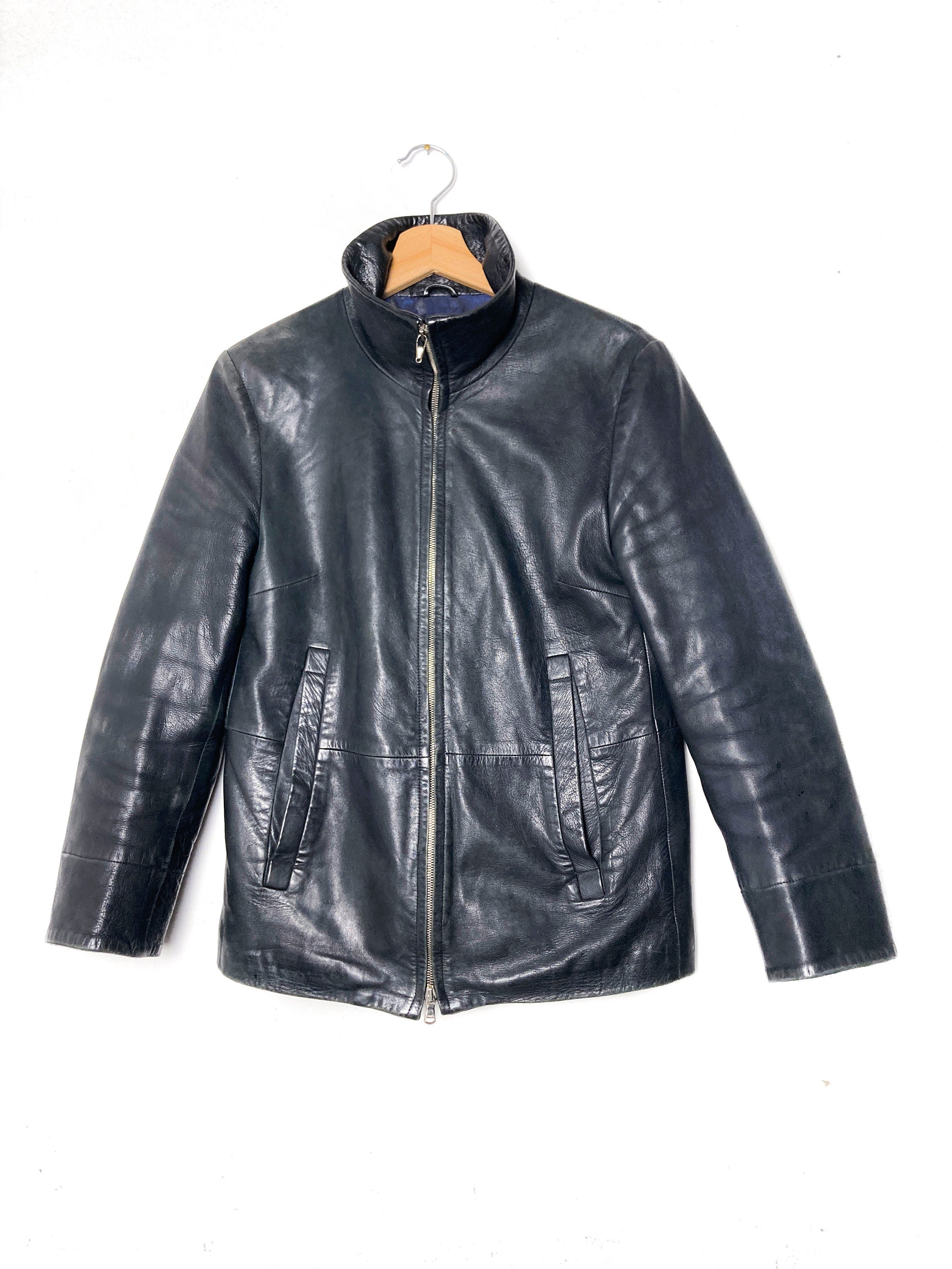 Y2K BLACK LEATHER VINTAGE Crop Biker Unisex Black Jacket in - Etsy