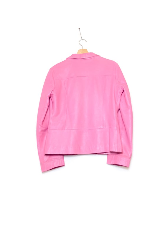 Y2K VINTAGE PINK LEATHER minimal blazer, waisted ligh… Gem