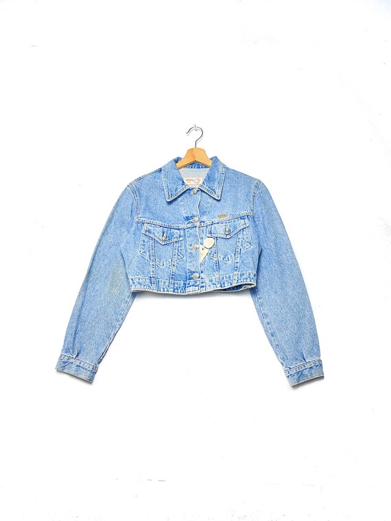 2000s ONYX Denim Jacket, Unisex Blue Jeans Crop Jacket in 2000s ONYX Denim Jacket, Unisex Blue Jeans Crop Jacket in
