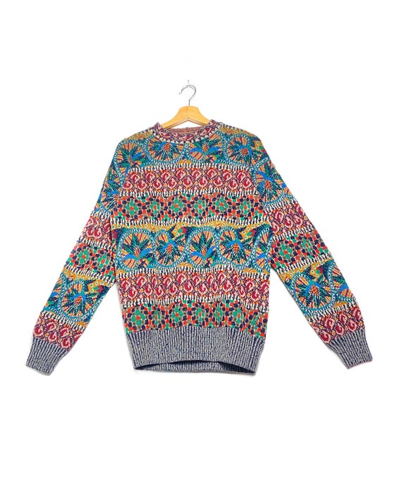 MISSONI KNITWEAR SWEATER Wool Colorful Striped Red Line Quality 