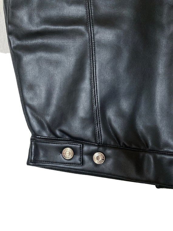 BIKER BLACK faux LEATHER vest, 1980s original sim… - image 5