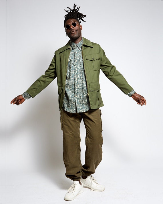 MILITARY JACKET military green with front zip and