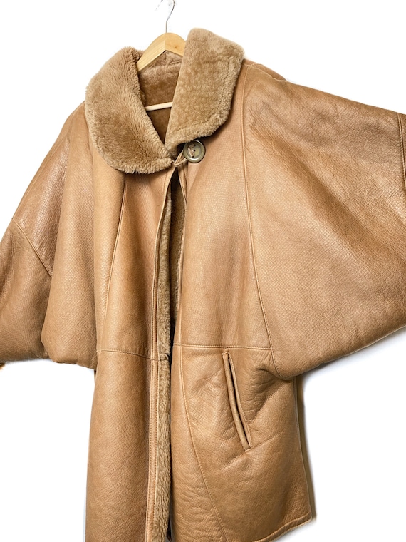 80s FENDI Brown Shearling coat, real sheepskin le… - image 6