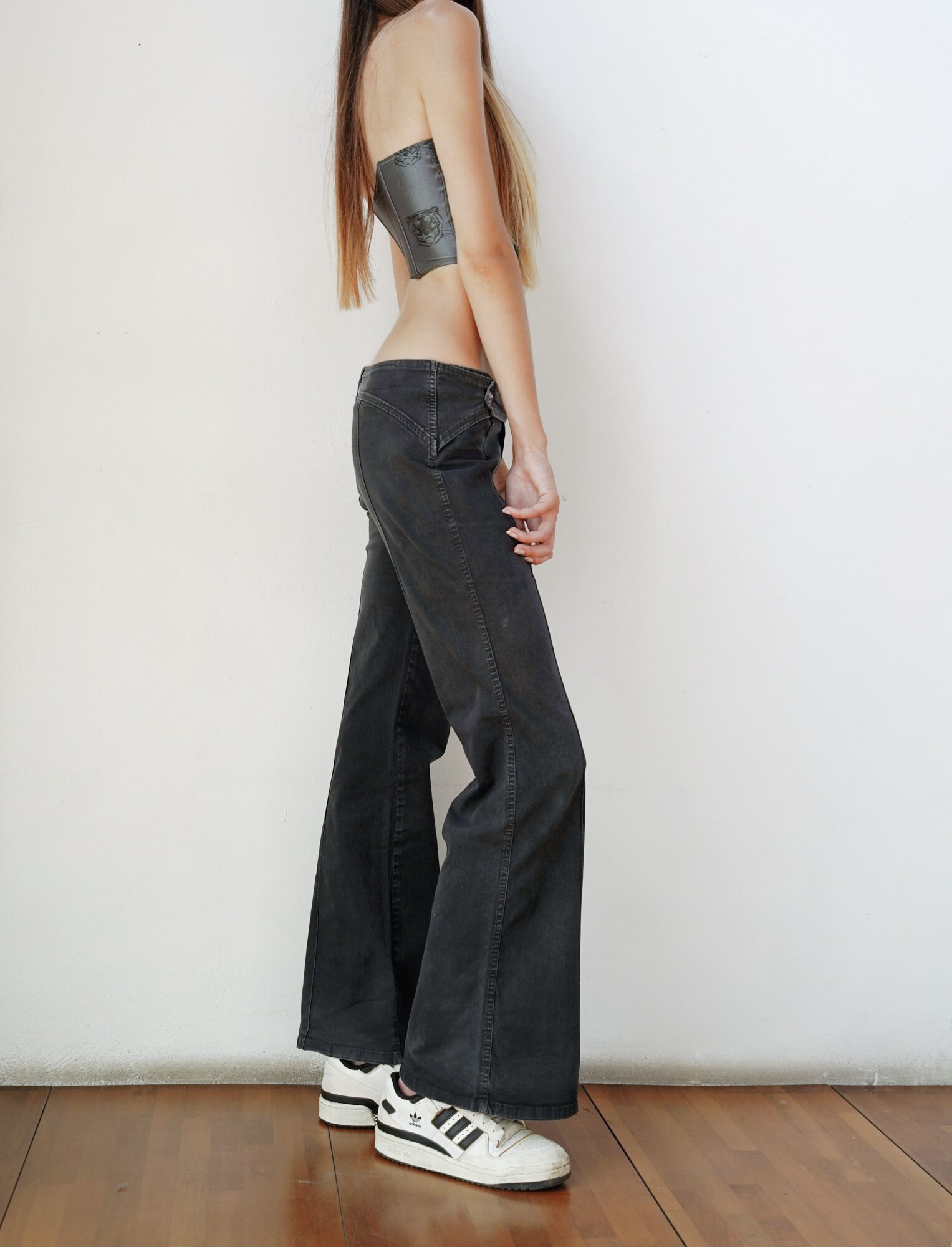 Vintage Y2K 00s Leather Denim Flare Pant Vintage Y2K 00s Leather Denim Flare Pant