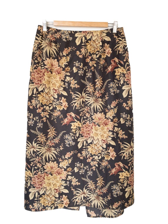 ETRO 100% SILK FLORAL skirt, front slit vintage b… - image 9