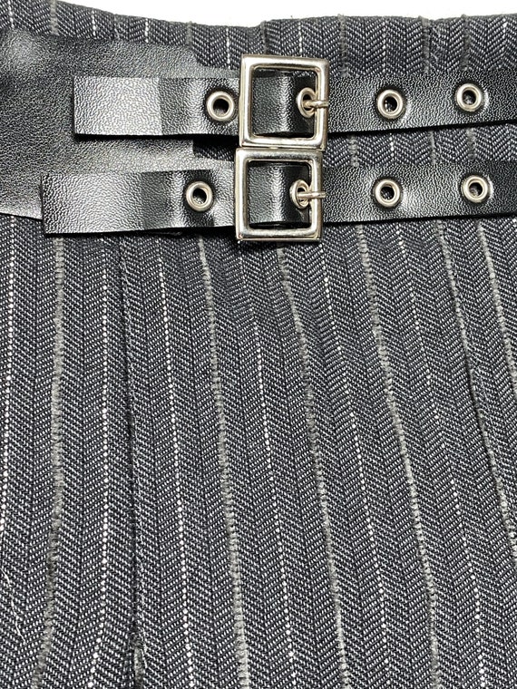 Pinstripe Pleated Belted Mini Skirt main image 1