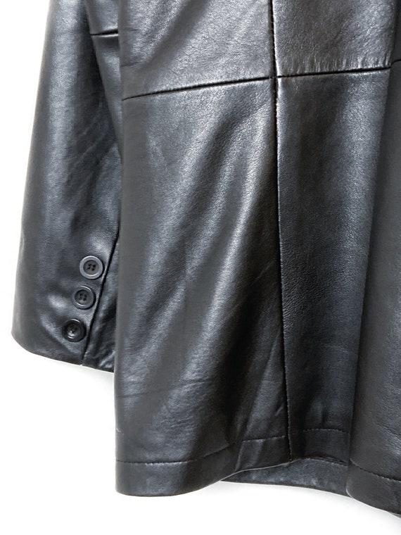 Y2K BLACK LEATHER VINTAGE blazer, unisex black su… - image 10