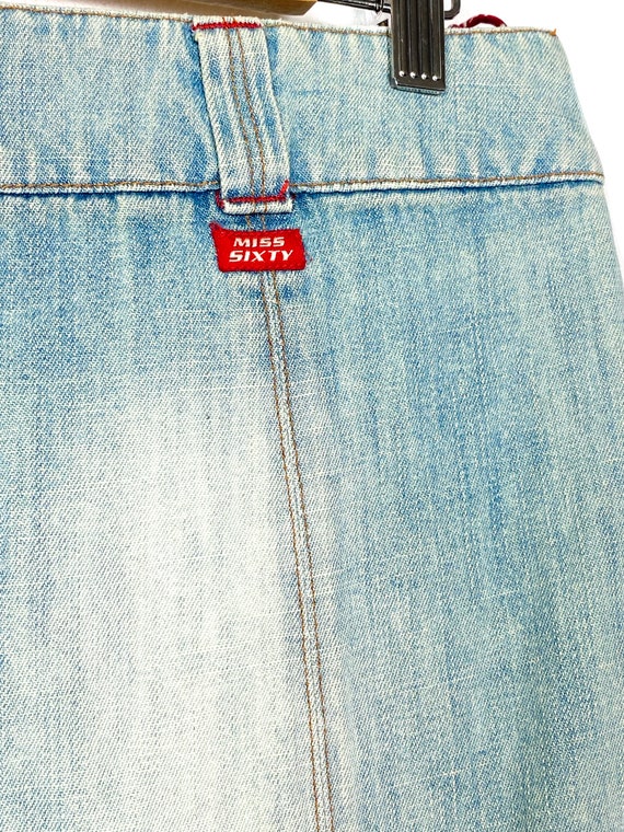 2000s Miss Sixty vintage faded denim knee skirt, … - image 6