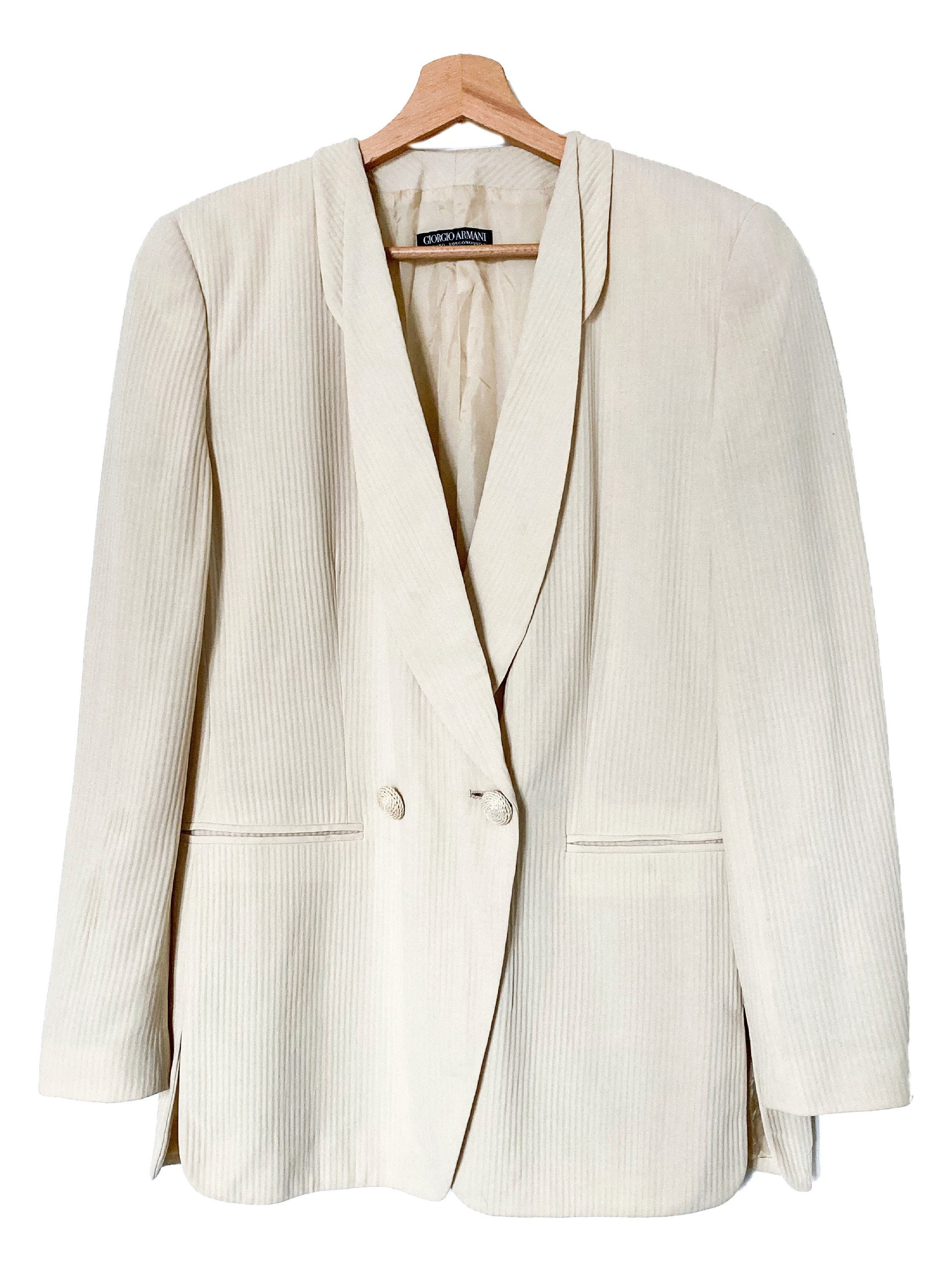 Y2K GIORGIO ARMANI BLAZER Cream Tone on Tone Stripped - Etsy