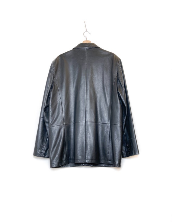 Y2K BLACK LEATHER VINTAGE blazer, unisex black su… - image 9