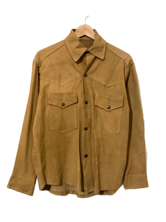 CAMEL LEATHER SHIRT, long sleeves 1990s unisex shi