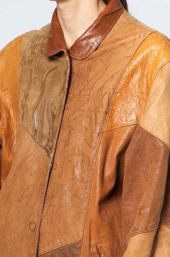 OUTSTANDING 1980s BROWN leather JACKET vintage le… - image 10