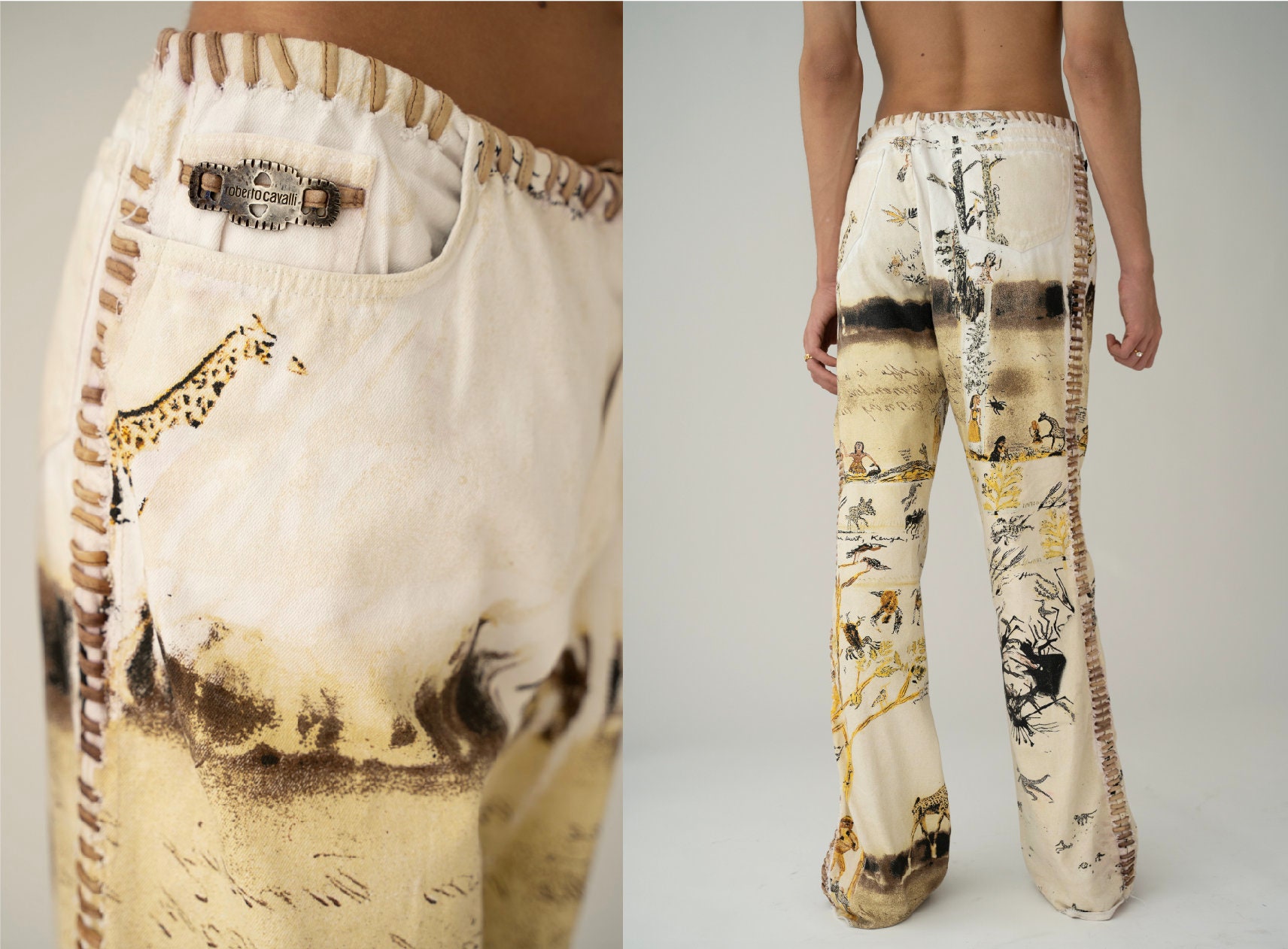 Y2k RARE 1990s Roberto Cavalli Vintage African Hunting
