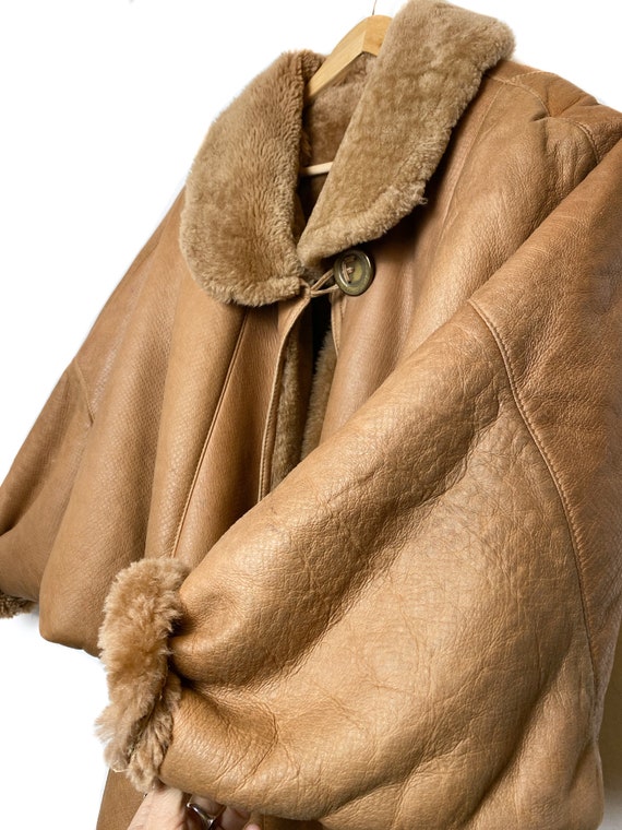 80s FENDI Brown Shearling coat, real sheepskin le… - image 7