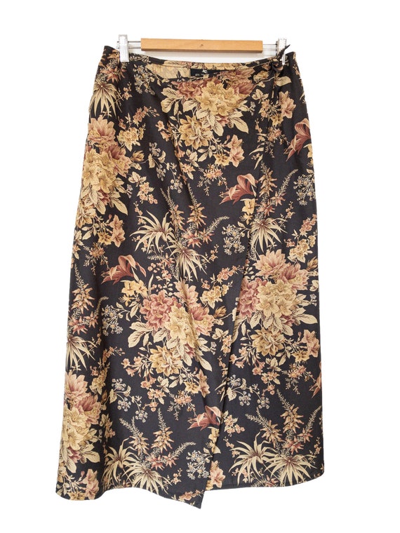 ETRO 100% SILK FLORAL skirt, front slit vintage b… - image 2