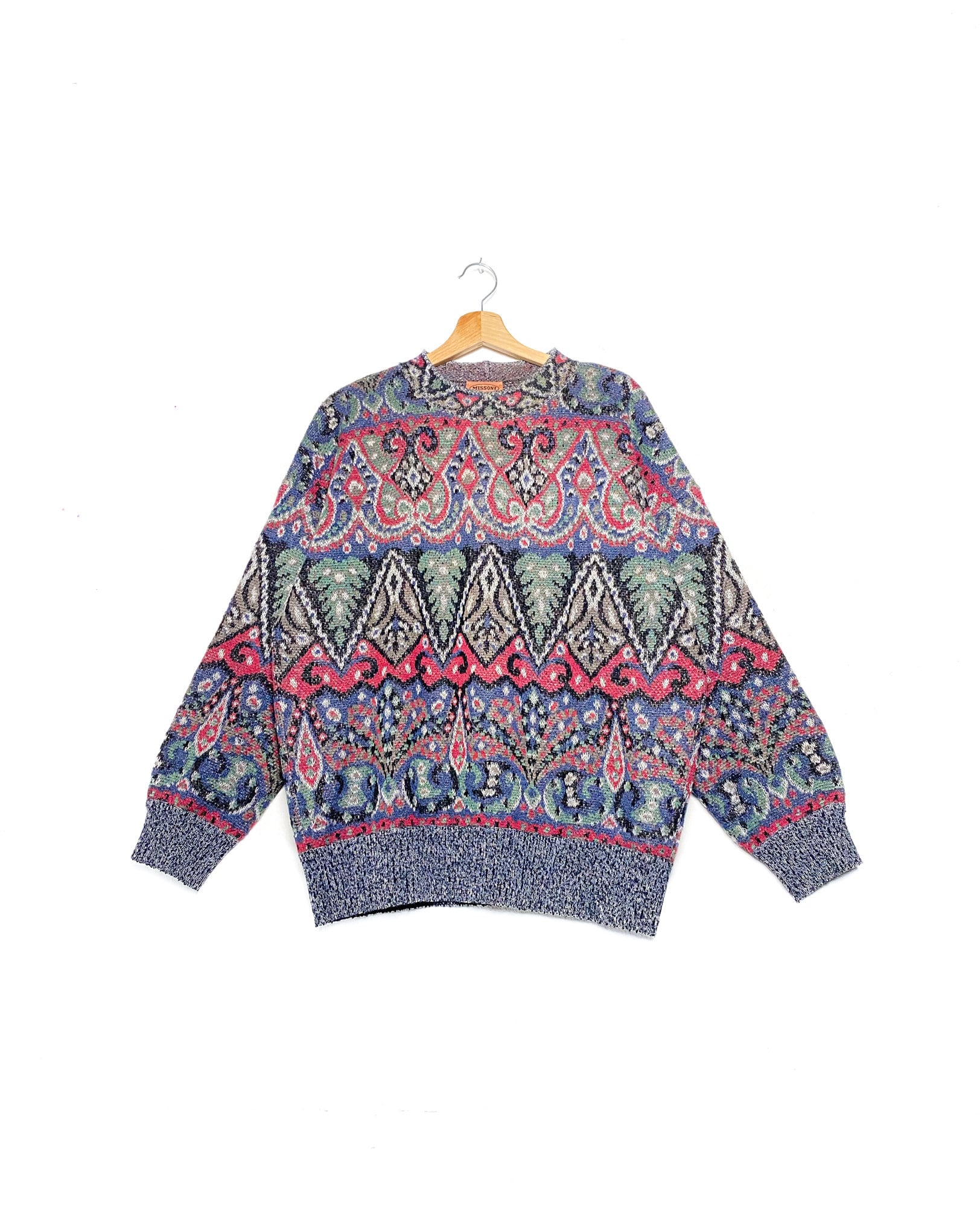 MISSONI Wool Knitted Crew Neck Sweater Colorful Geometric - Etsy