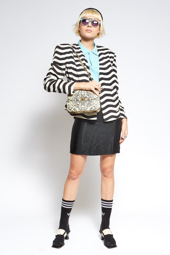 GENNY black & white waves striped vintage jacket … - image 2