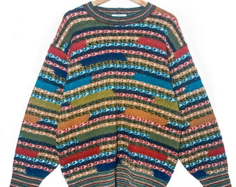 MISSONI KNITWEAR SWEATER mohair colorful striped first line top quality size xl vintage pullover multicolor geometric print