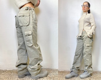 00s X-CAPE cargo trousers, green khaki cotton pants