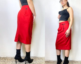 00s VIVIENNE WESTWOOD anglomania skirt, asymmetrical wool midi skirt, size 42 it, high-waisted with bottom fishtail at the back