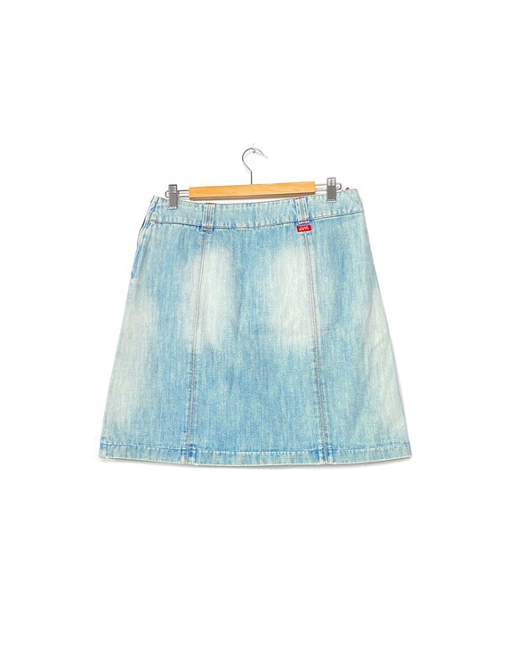 2000s Miss Sixty vintage faded denim knee skirt, … - image 5