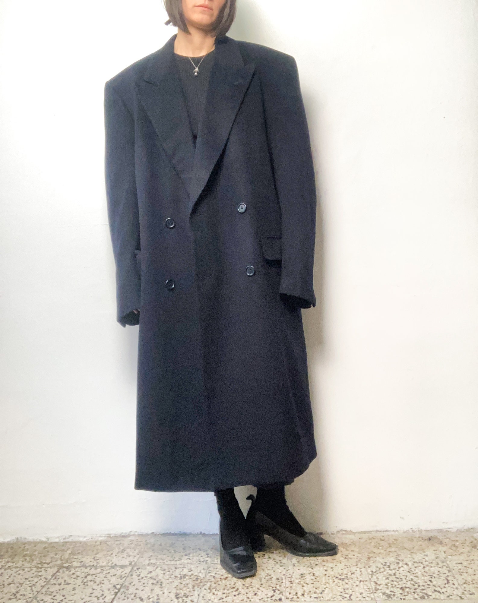 Y2k Ing. LORO PIANA & C Double-breasted Coat, Navy Cashmere Y2k Ing. LORO PIANA & C Double-breasted Coat, Navy Cashmere