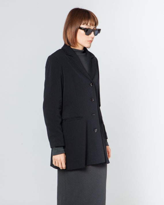 y2k essential Black midi Blazer, minimalist - image 4