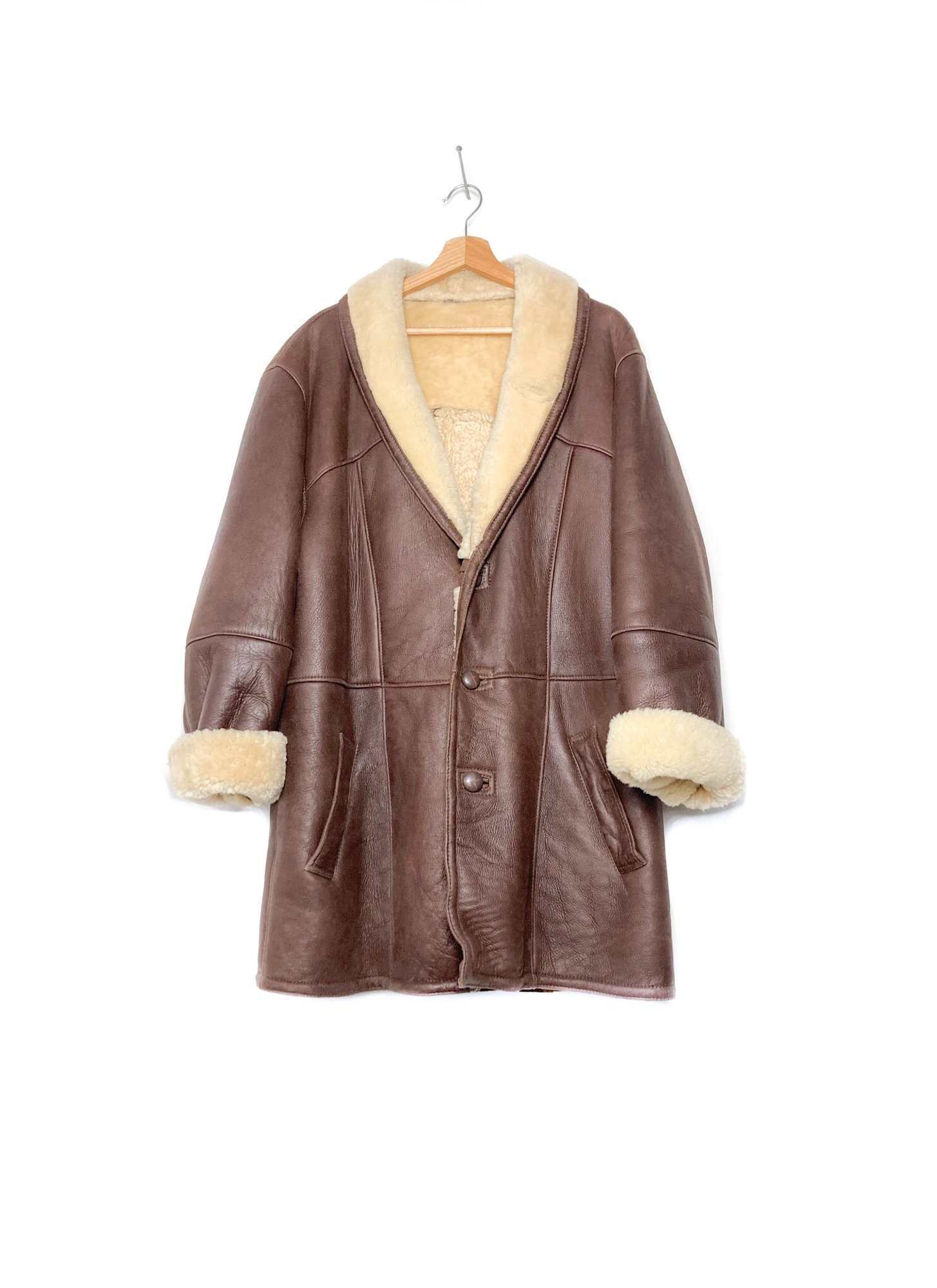 Manteau BROWN SHEARLING, veste en cuir de mouton minimale