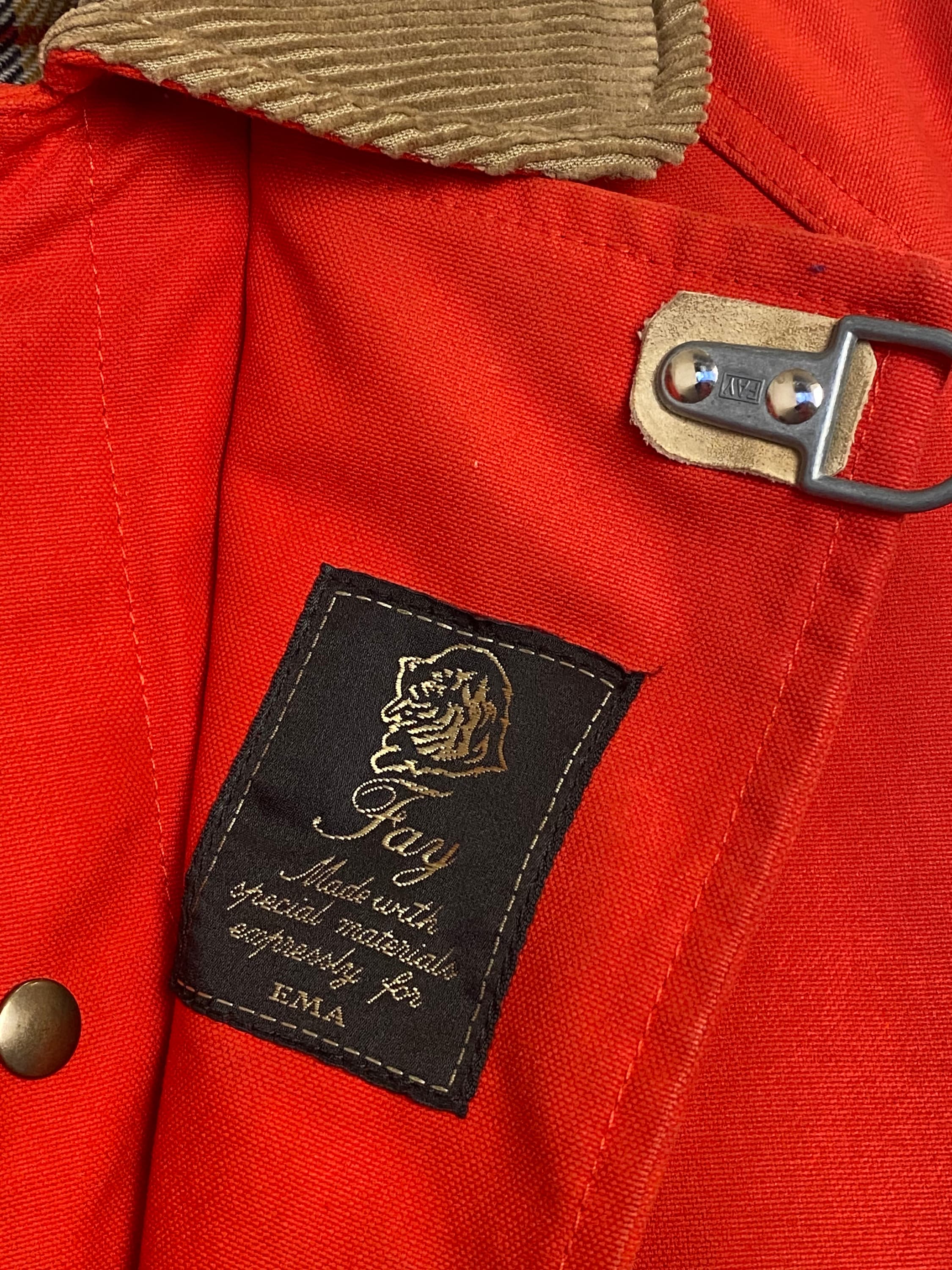 ORIGINAL FAY Clasp-closure Raincoat, Hooks Red Canvas