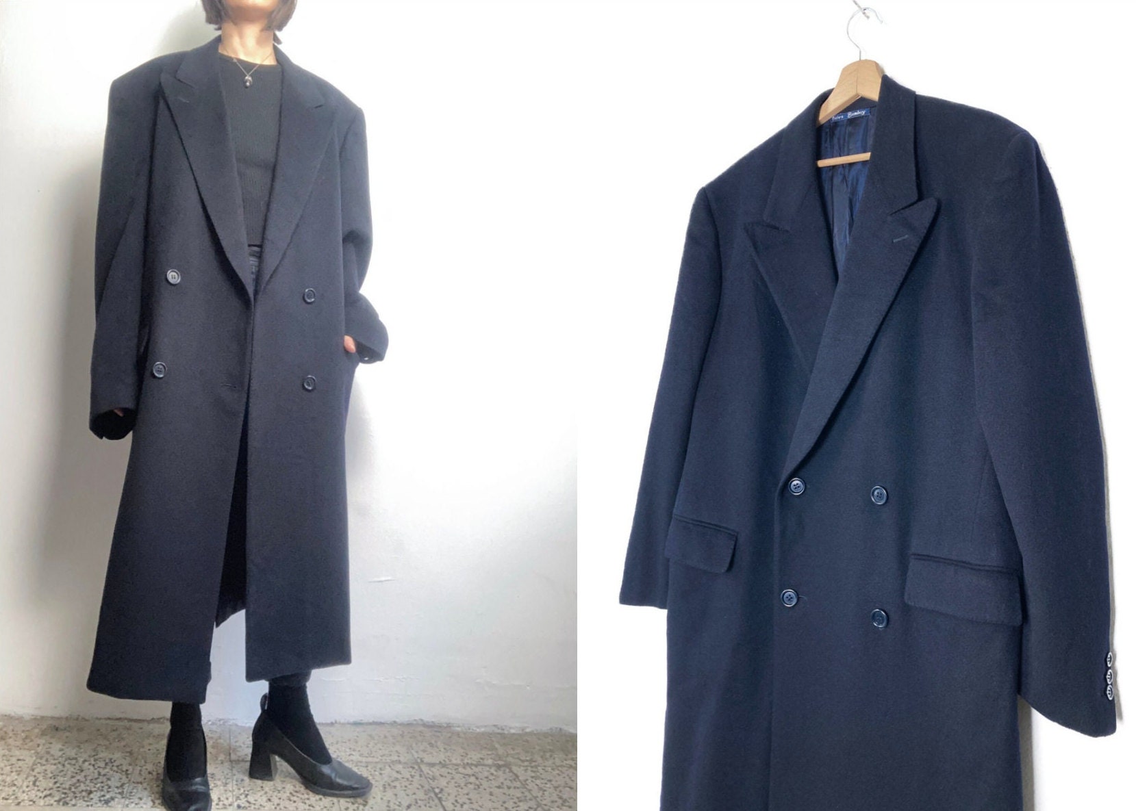 Y2k Ing. LORO PIANA & C Double-breasted Coat, Navy Cashmere Y2k Ing. LORO PIANA & C Double-breasted Coat, Navy Cashmere