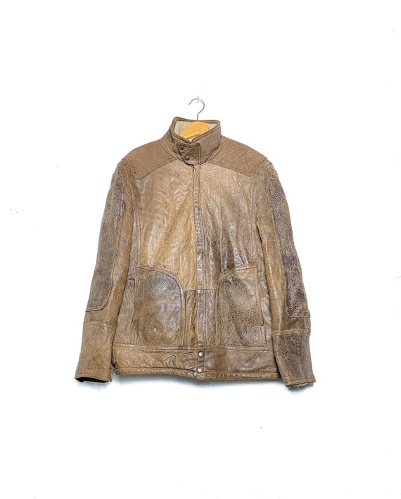 80s-90s distressed shearling coat, unisex with st… - image 2