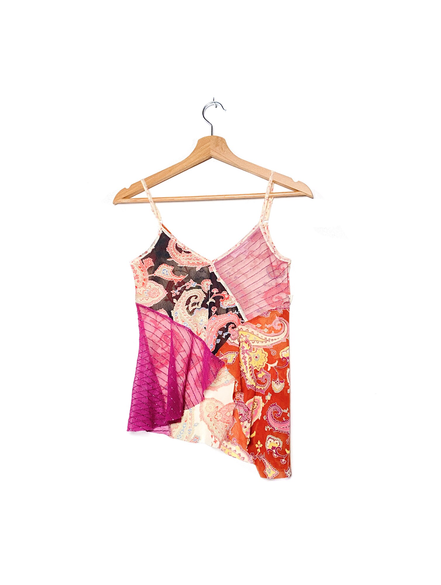 y2k Kookai asymmetric mesh graphic top