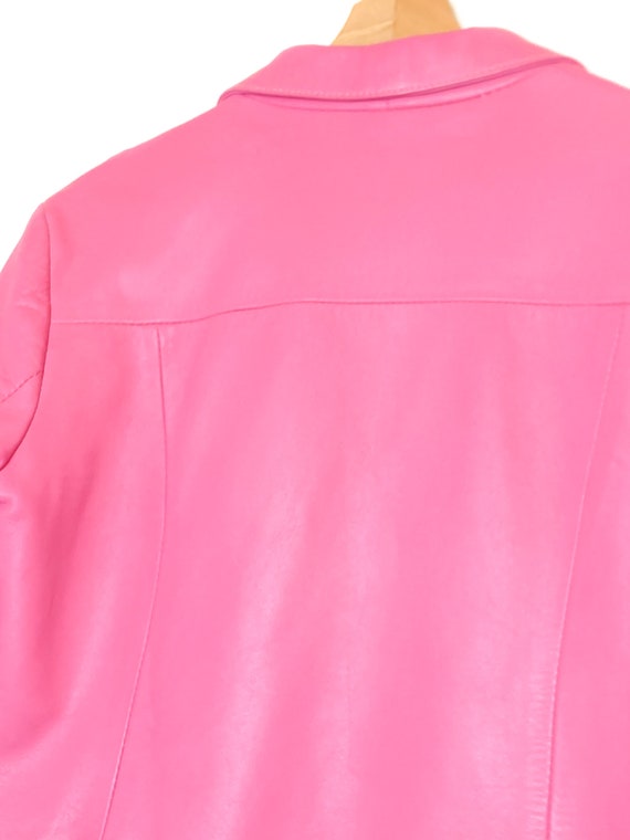 Y2K VINTAGE PINK LEATHER minimal blazer, waisted ligh… Gem