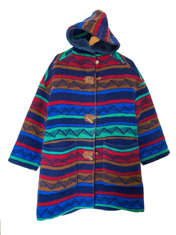 1980s Missoni Montgomery coat, multicolor zigzag p