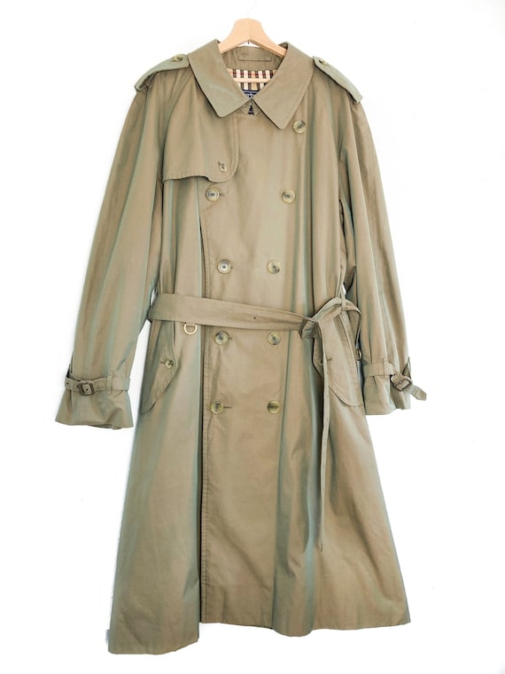 Y2K VINTAGE BURBERRYS TRENCH iridescent army gree… - image 1