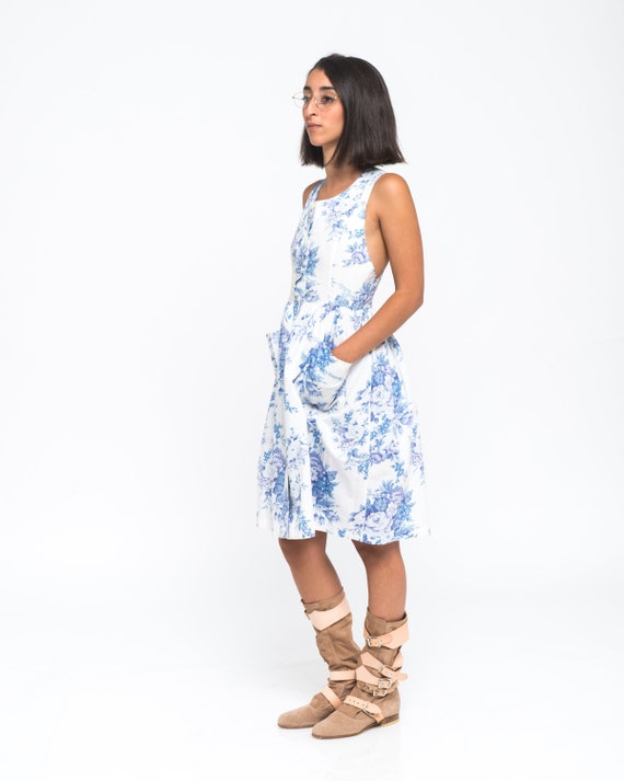 ALBERTA FERRETTI GIRL dress blue Floral cross back