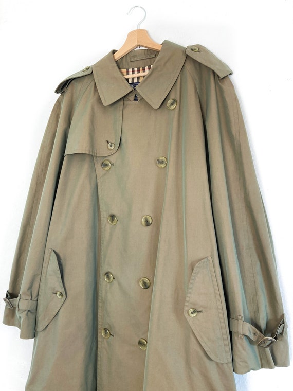 Y2K VINTAGE BURBERRYS TRENCH iridescent army gree… - image 2