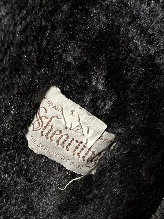 minimalist black shearling coat, 80s - 90s real s… - image 3