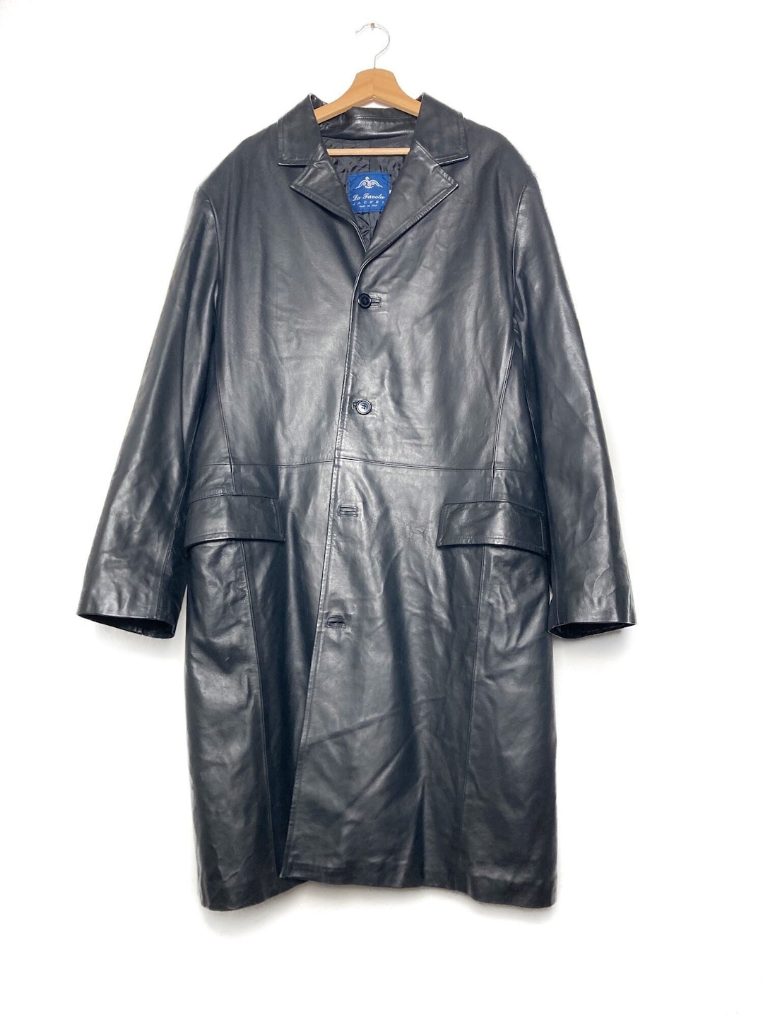 Buy BLACK LEATHER TRENCH Jacket, Real Leather, Oversize Fitting Online in  India