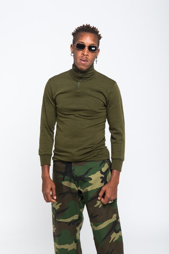 MILITARY MOCK turtleneck military green front zip - image 3