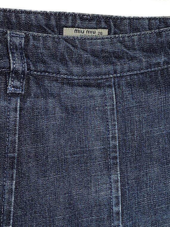 2000s Miu Miu Denim Pleated Skirt Vintage Blue Jeans Midi Skirt