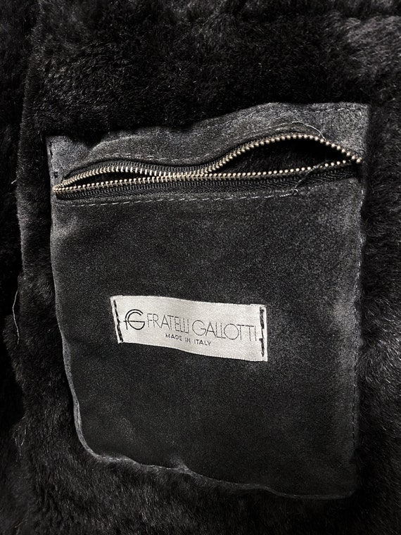 minimalist black shearling coat, 80s - 90s real s… - image 4