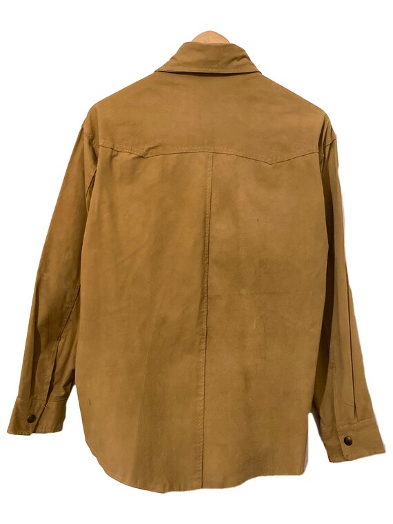 CAMEL LEATHER SHIRT, long sleeves 1990s unisex bl… - image 5